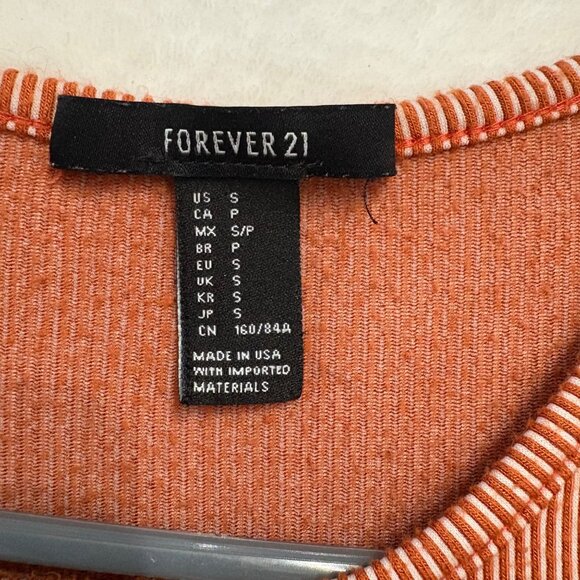 Forever 21 Womens Ribbed Knit Rust Orange Short Sleeve Bodycon Dress Size S - Picture 5 of 8
